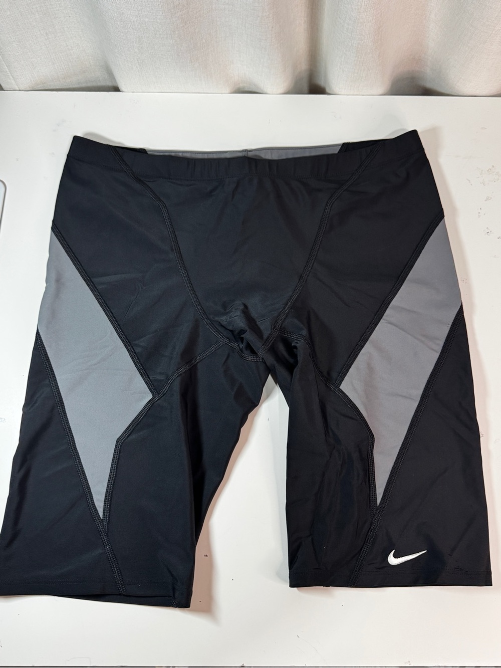 Nike Men's Jammer Swim Cycling Bottoms Colorblock Black/Gray Size 38 Drawstring